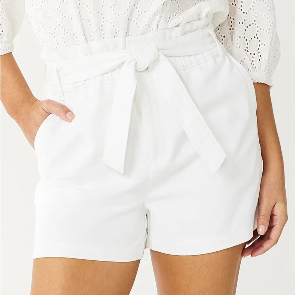 Draper James Sadie White Tie-Waist Shorts size 12